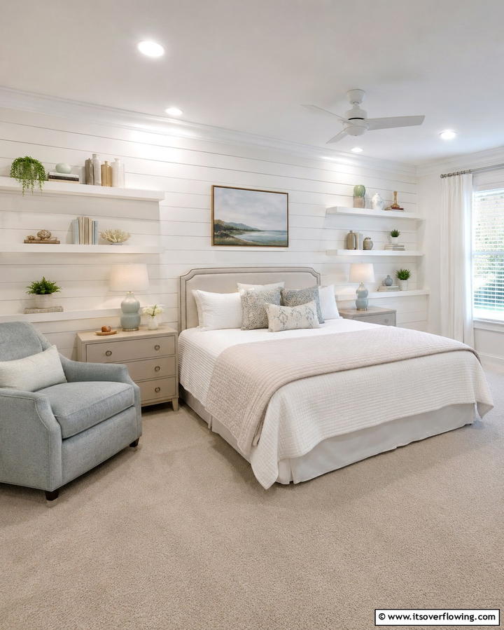 Shiplap with Built In Shelves - 25 Shiplap Bedroom Ideas for a Cozy and Chic Retreat