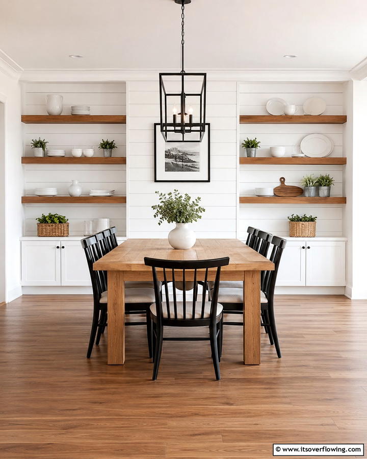 Shiplap with Built In ShelvesExact - 25 Shiplap Dining Room Wall Ideas for Rustic Charm