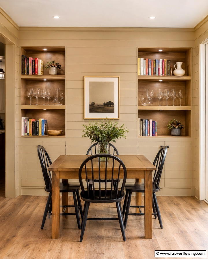 Shiplap with Built In ShelvesOne - 25 Shiplap Dining Room Wall Ideas for Rustic Charm