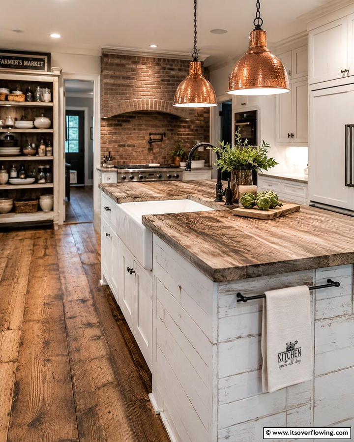 Shiplap with Open Shelving for Functionality - 25 Shiplap Kitchen Island Ideas for a Farmhouse Feel