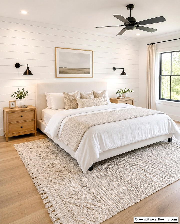Shiplap with Sconces - 25 Shiplap Bedroom Ideas for a Cozy and Chic Retreat