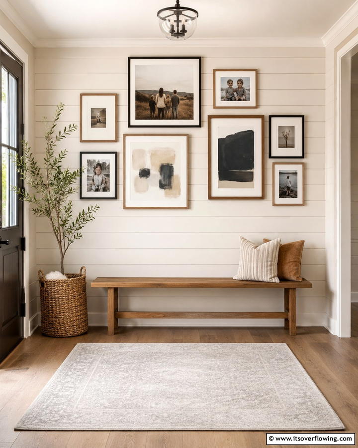 Shiplap with a Gallery Wall - 25 Shiplap Wall Entryway Ideas for a Welcoming First Impression