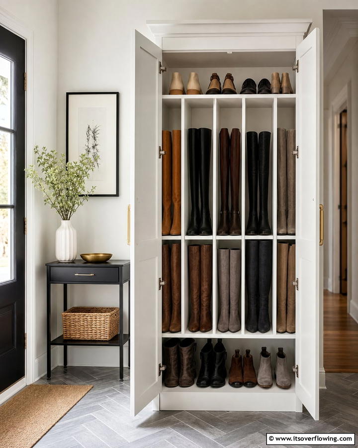 Shoe Cabinet with Dedicated Boot Compartments - 25 Creative Boot Storage Ideas for Organized Homes