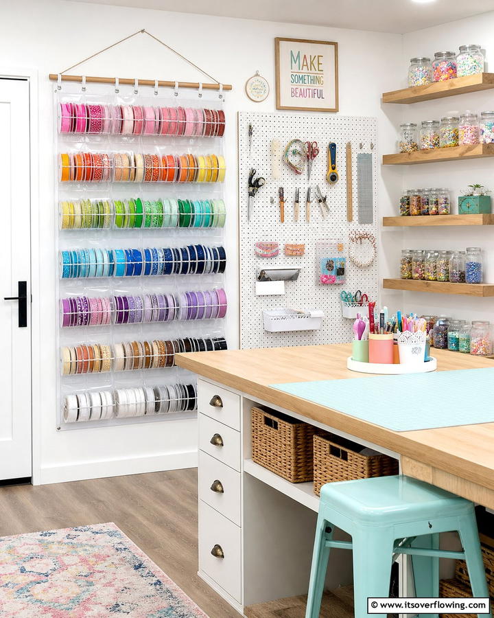 Shoe Organizer for Ribbon Storage - 20 Ribbon Storage Ideas- Organize Your Craft Supplies