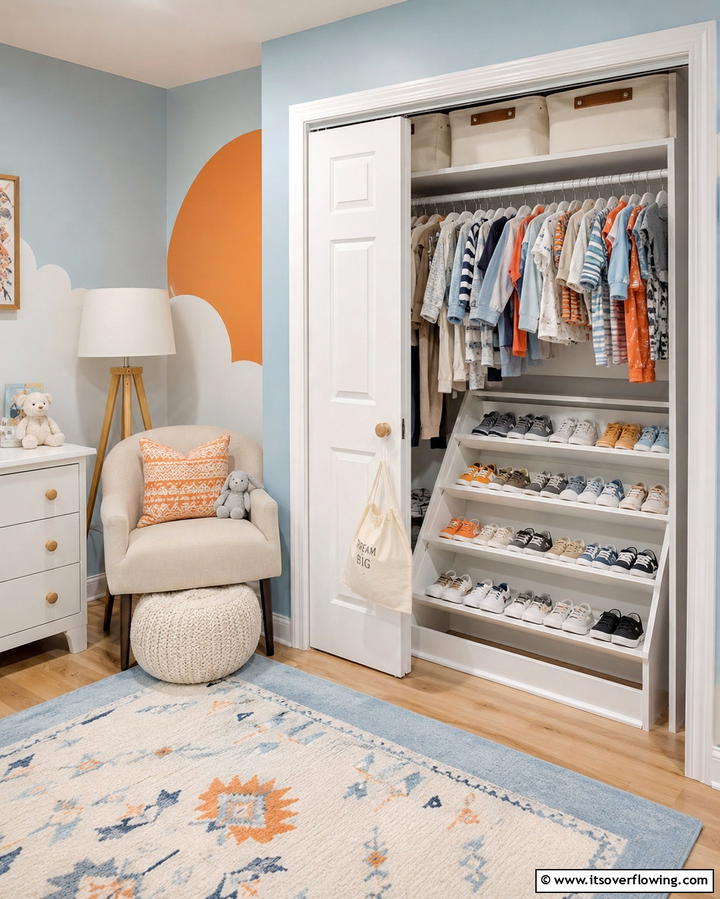 Shoe Racks for Compact Storage - 25 Nursery Closet Ideas for Organized Baby Spaces