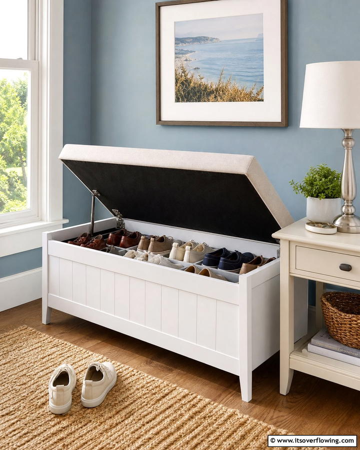 Shoe Storage Bench with Hidden Compartments - 25 Entryway Shoe Storage Ideas to Keep Your Home Tidy