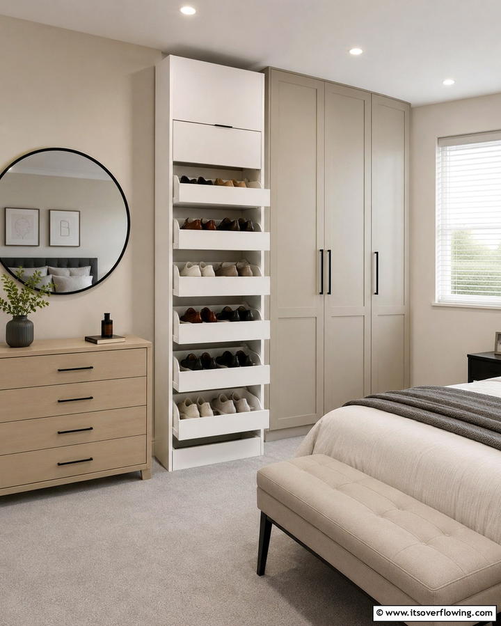Shoe Storage Cabinets - 25 Smart Bedroom Storage Ideas to Declutter Your Space