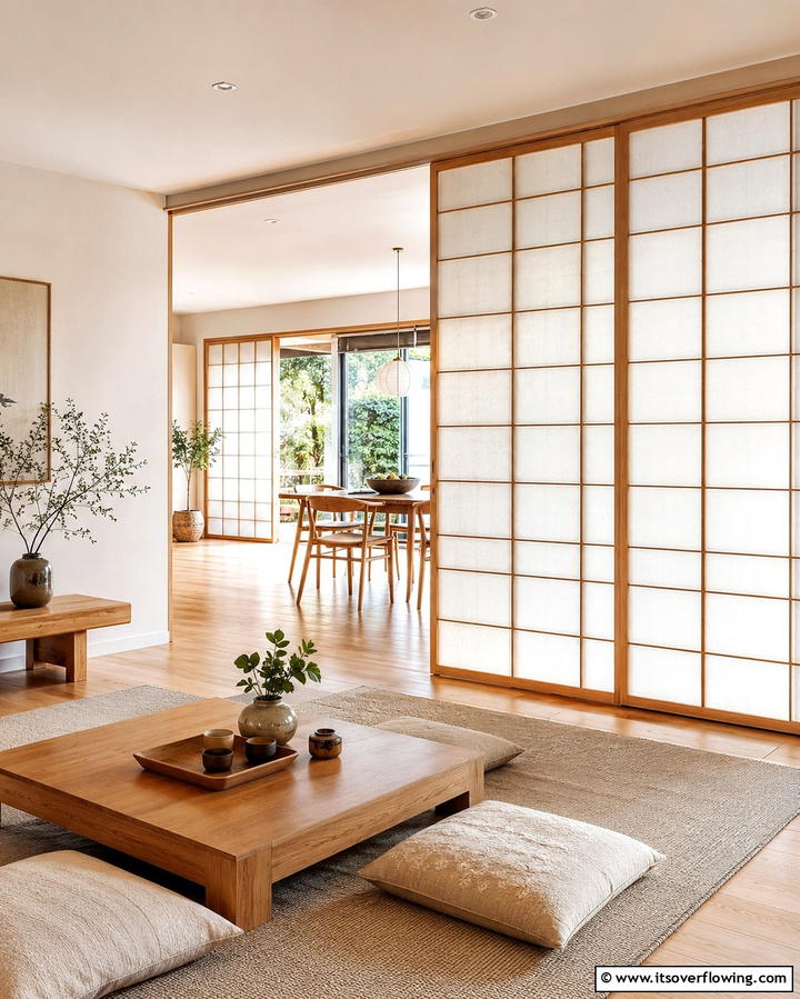 Shoji Screen Dividers - 25 Asian Living Room Ideas for a Zen Atmosphere