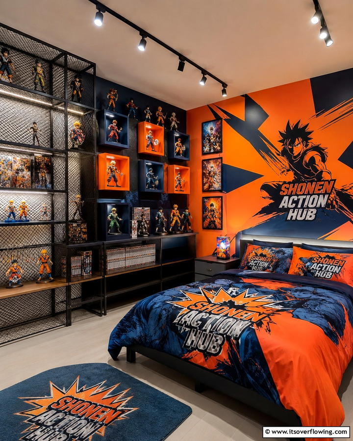 Shonen Action Hub - 30 Anime Room Ideas for Otaku-Inspired Spaces