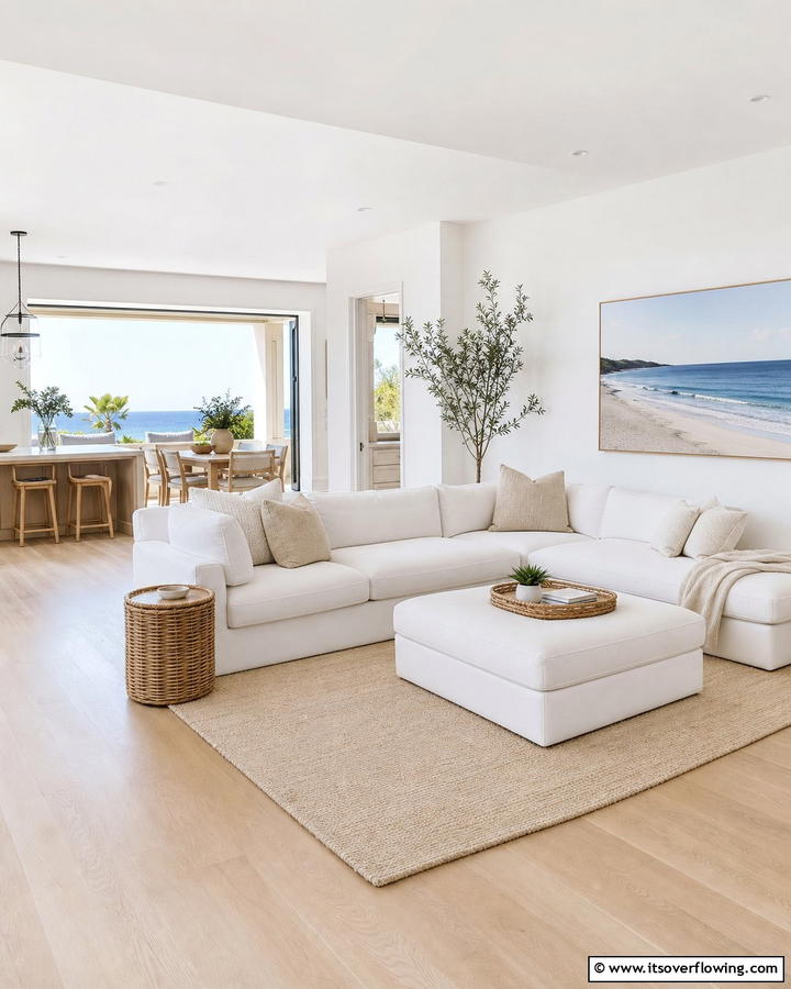 Shoreline Minimalism - 21 Coastal Living Room Ideas with Nautical Accents