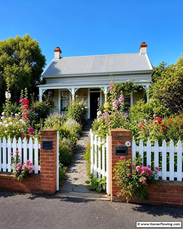 Short Brick Fence with Picket Detailing - 20 Front Yard Brick Fence Ideas for a Classic Look