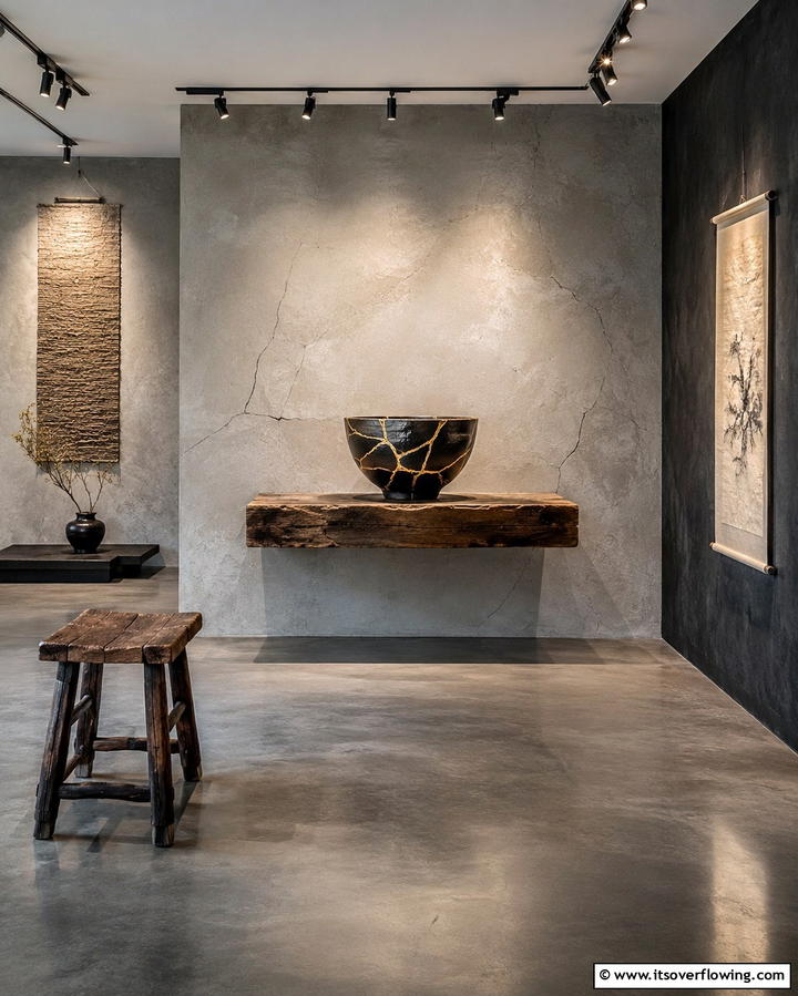 Showcase Cracks and Repairs - 30 Wabi Sabi Interior Design Ideas for Serene Minimalism