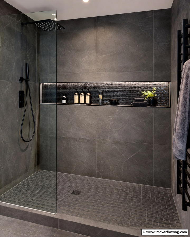 Shower Niches for Convenience - 25 Masculine Bathroom Ideas for a Bold Look