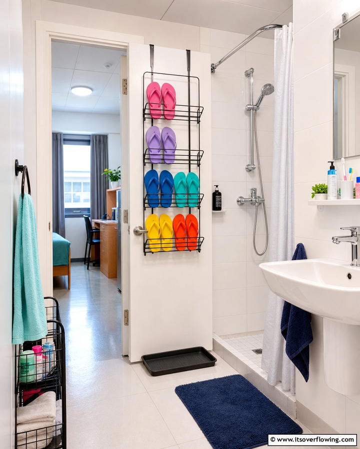 Shower Shoes Racks - 25 Dorm Bathroom Ideas to Maximize Space and Style