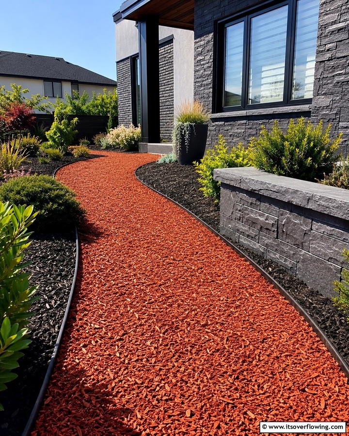 Shredded Rubber Mulch Pathway - 25 Mulch Pathway Ideas for a Beautiful Garden
