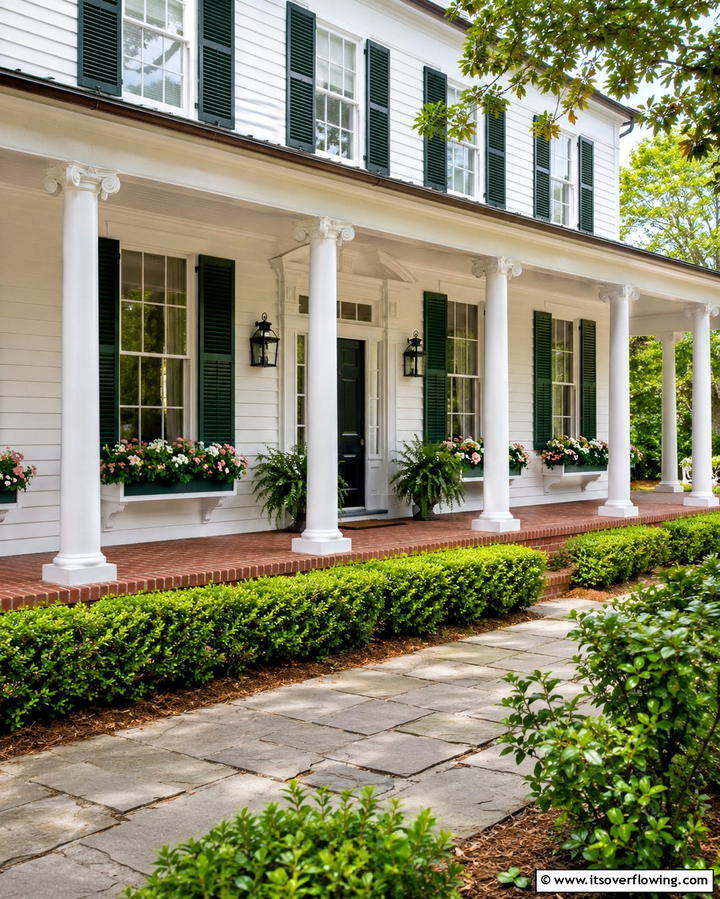 Shuttered Windows for Authenticity - 25 Colonial Front Porch Ideas for Timeless Charm