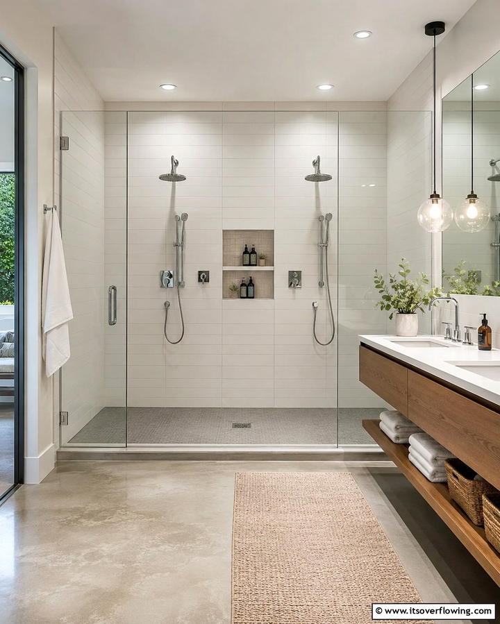 Side by Side Showerheads - 25 Double Shower Ideas for a Luxurious Bathroom