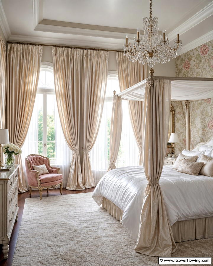 Silk Curtains - 20 Blair Waldorf Bedroom Ideas- Chic & Elegant Styles