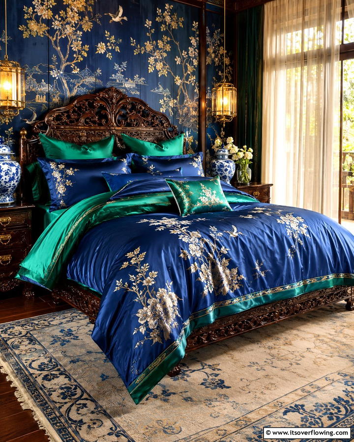 Silk or Satin Bedding - 25 Chinoiserie Bedroom Ideas for an Exotic Touch