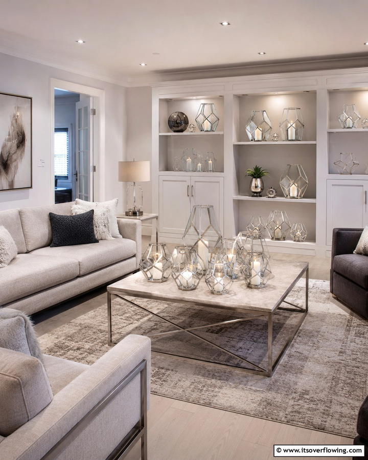 Silver Candle Holders - 25 Silver Living Room Ideas for a Modern and Elegant Look