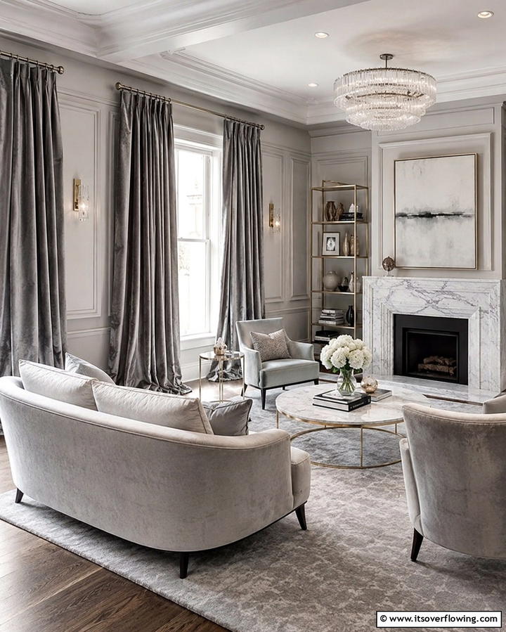 Silver Curtains for a Luxe Appeal - 25 Silver Living Room Ideas for a Modern and Elegant Look
