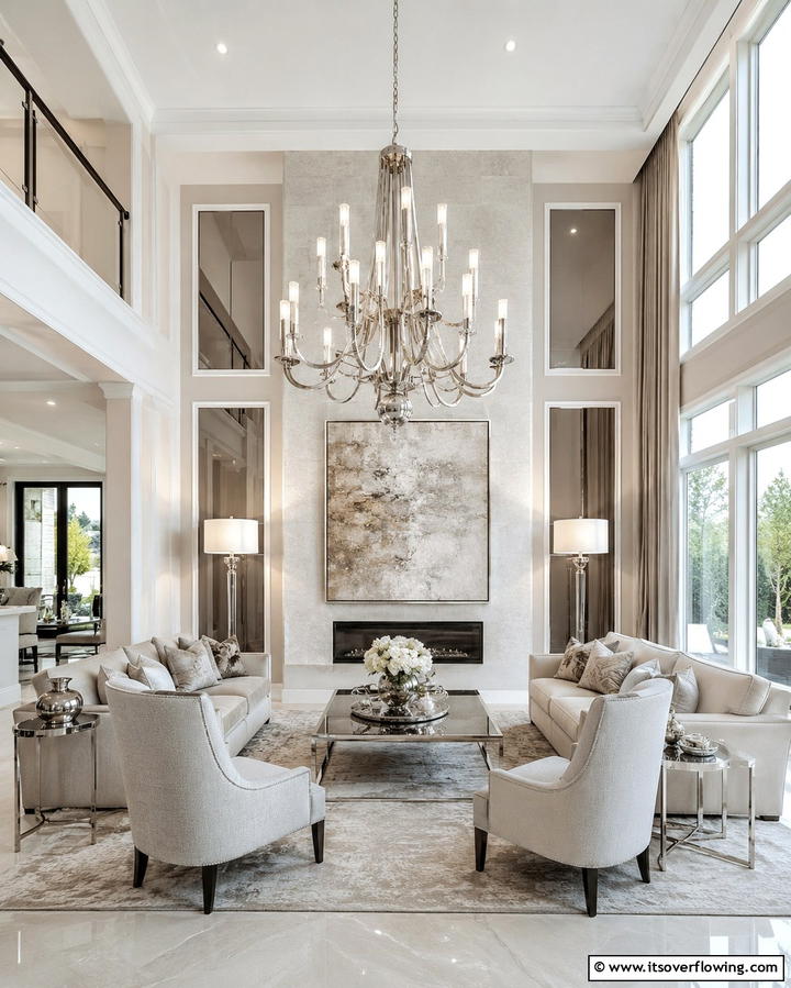 Silver Light Fixtures - 25 Silver Living Room Ideas for a Modern and Elegant Look