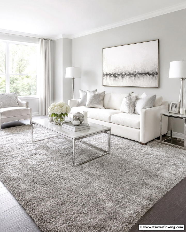 Silver Rugs for Subtle Sophistication - 25 Silver Living Room Ideas for a Modern and Elegant Look
