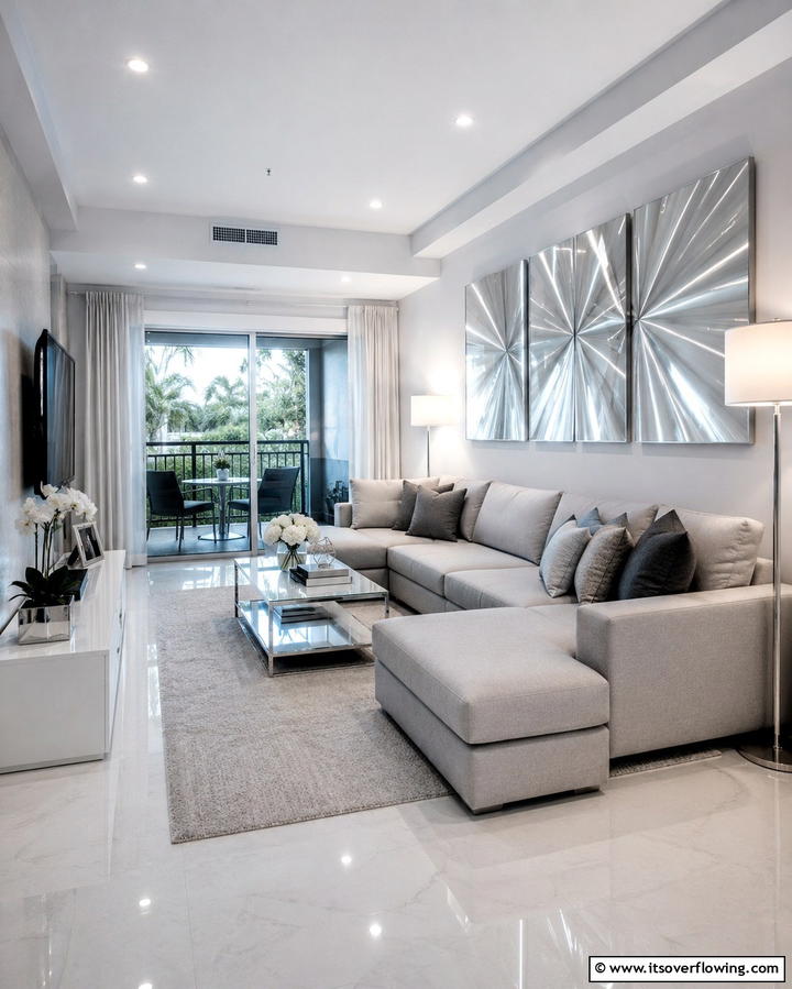 Silver Wall Art for a Contemporary Look - 25 Silver Living Room Ideas for a Modern and Elegant Look