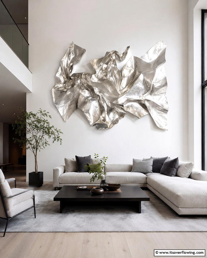 Silver Wall Art - 25 Silver Living Room Ideas for a Modern and Elegant Look