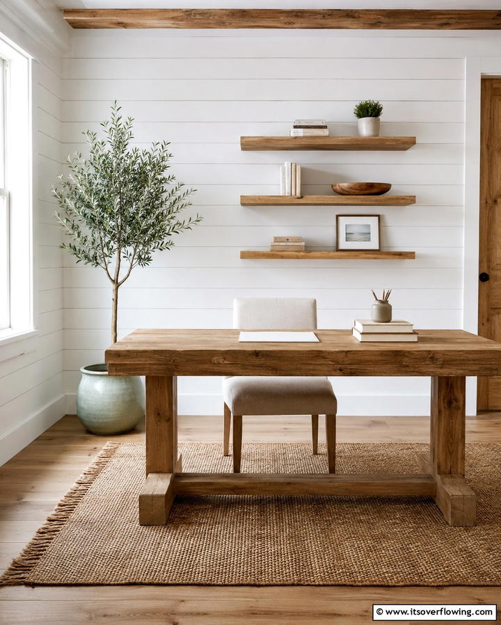 Simple Rustic Minimalism - 30 Rustic Home Office Ideas for a Cozy Workspace