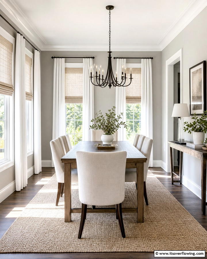 Simple Window Treatments - 30 Transitional Dining Room Ideas Blending Modern and Classic