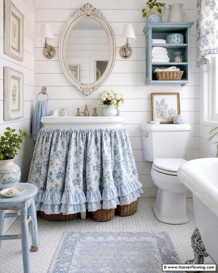Sink Skirts with Hidden Storage - 20 Pedestal Sink Storage Ideas for Organized Bathrooms