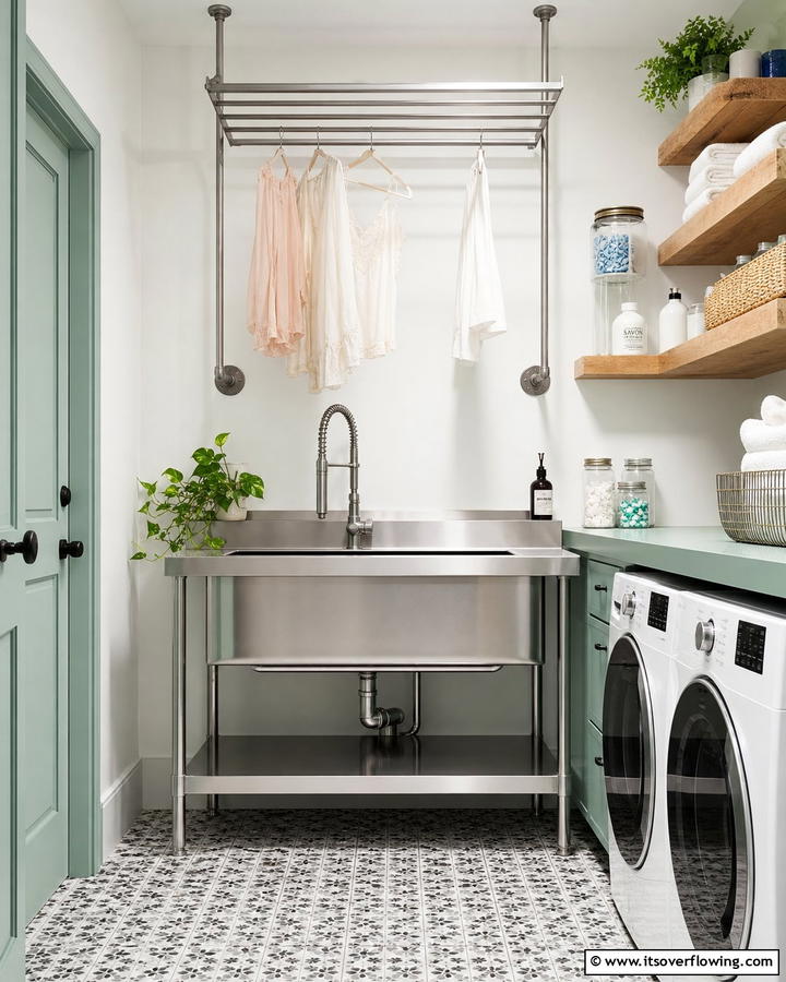 Sink with Drying Rack - 20 Functional Laundry Room Sink Ideas for Efficiency