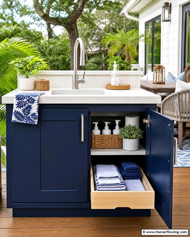 Sink with a Built In Storage Cabinet - 25 Outdoor Sink Ideas for Functional Outdoor Spaces