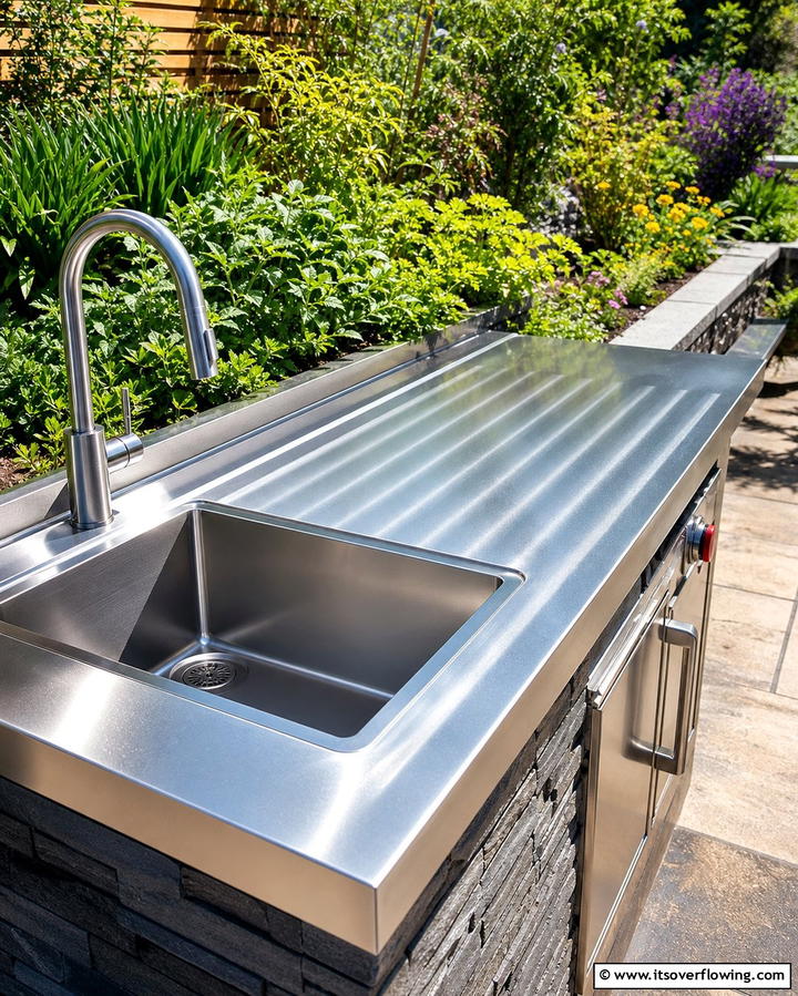 Sink with a Drainboard - 25 Outdoor Sink Ideas for Functional Outdoor Spaces
