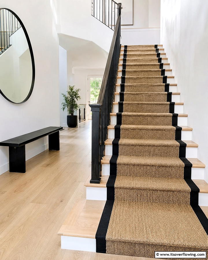 Sisal for Natural Elegance - 25 Stair Runner Ideas for Safety and Style in Your Home