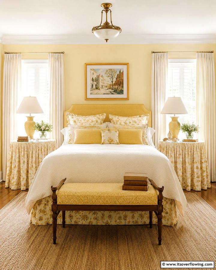 Skirted Bedside Tables - 25 Grandmillennial Style Bedroom Ideas for a Chic Look