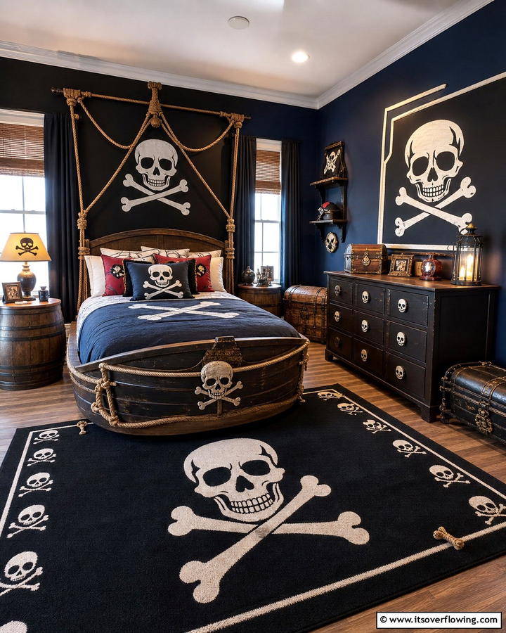 Skull and Crossbones Accents - 20 Pirate-Themed Bedroom Ideas for Adventurous Kids