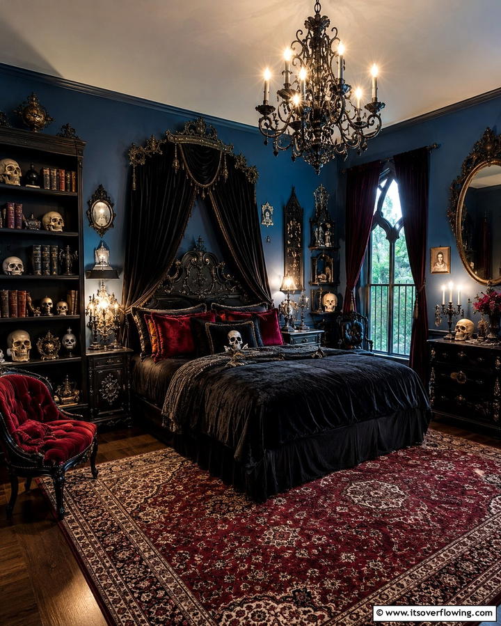 Skulls and Gothic Accessories - 20 Vampire Bedroom Ideas for a Dark and Mysterious Vibe