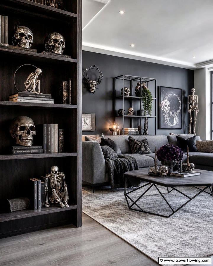 Skulls and Skeleton Decor - 25 Gothic Living Room Ideas for a Dramatic Space