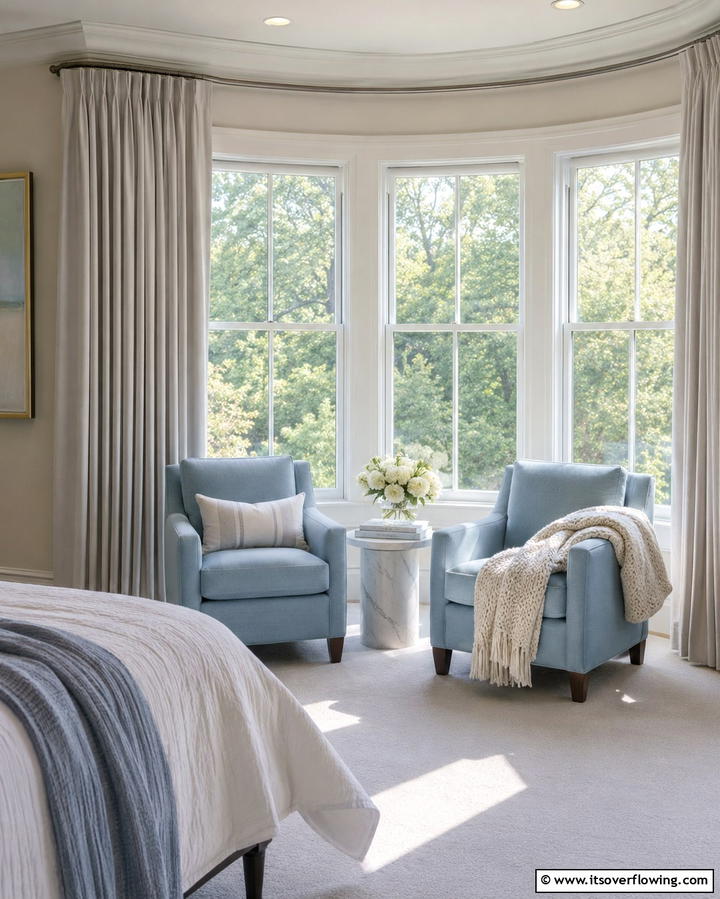 Sky Blue Accent Chairs for a Cozy Nook - 25 Sky Blue Bedroom Ideas for a Serene Retreat