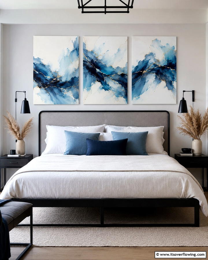 Sky Blue Artwork for a Personal Touch - 25 Sky Blue Bedroom Ideas for a Serene Retreat