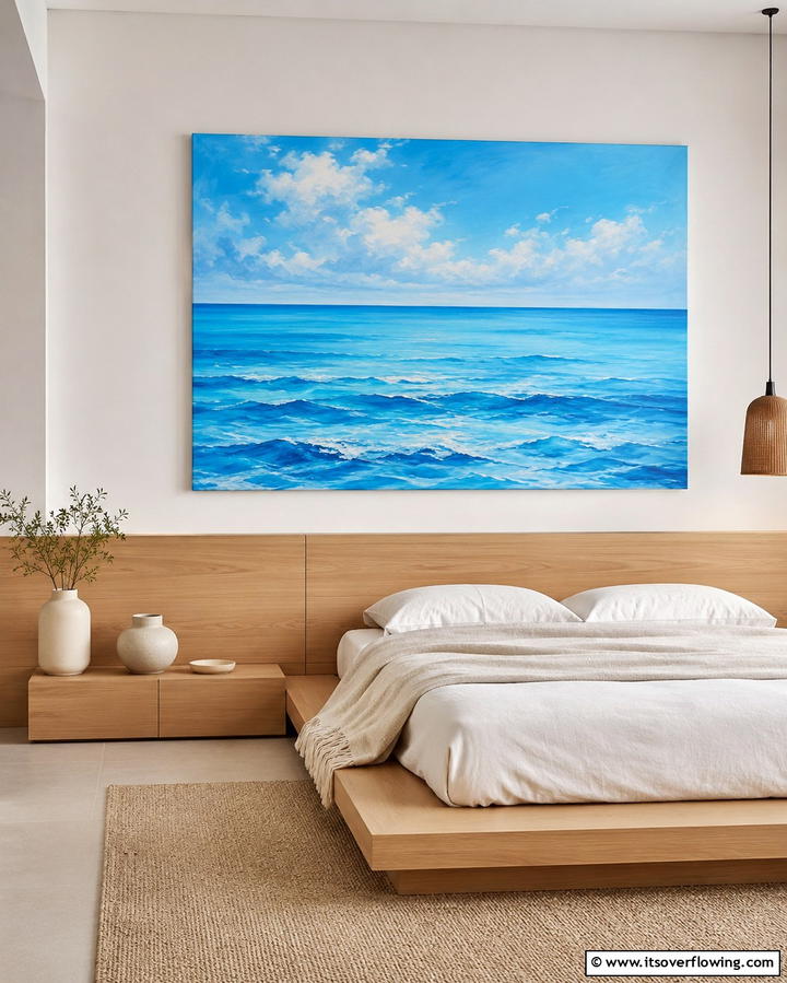 Sky Blue Artwork - 25 Sky Blue Bedroom Ideas for a Serene Retreat
