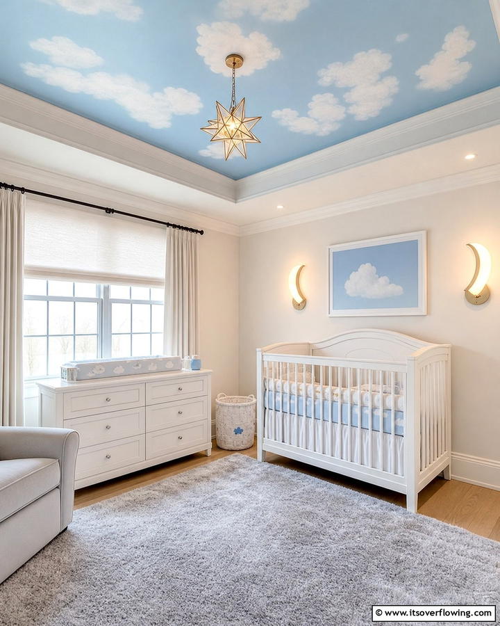 Sky Blue Ceiling Escape - 25 Blue Nursery Ideas for a Calming and Serene Baby Room