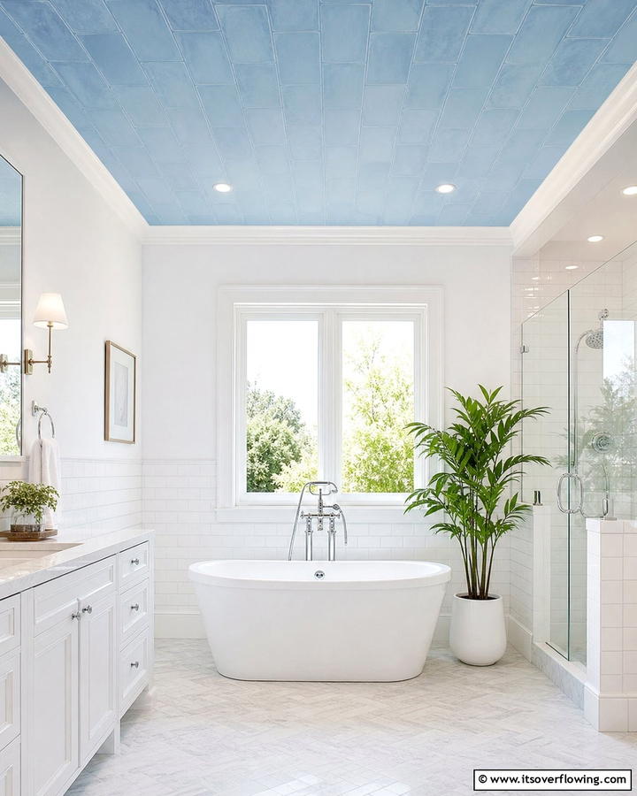 Sky Blue Ceiling Tiles - 25 Stunning Blue Tile Bathroom Ideas for a Fresh Look
