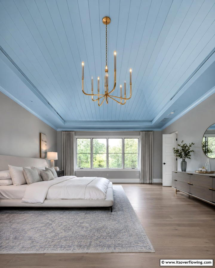 Sky Blue Ceiling for an Open Feel - 25 Sky Blue Bedroom Ideas for a Serene Retreat