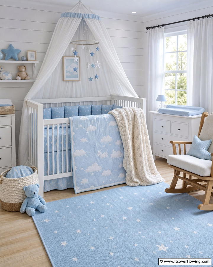 Sky Blue Crib Bedding - 25 Blue Nursery Ideas for a Calming and Serene Baby Room