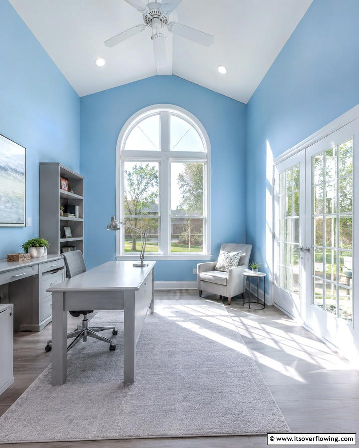 Sky Blue Inspiration - 30 Home Office Paint Colors- Boost Productivity & Style