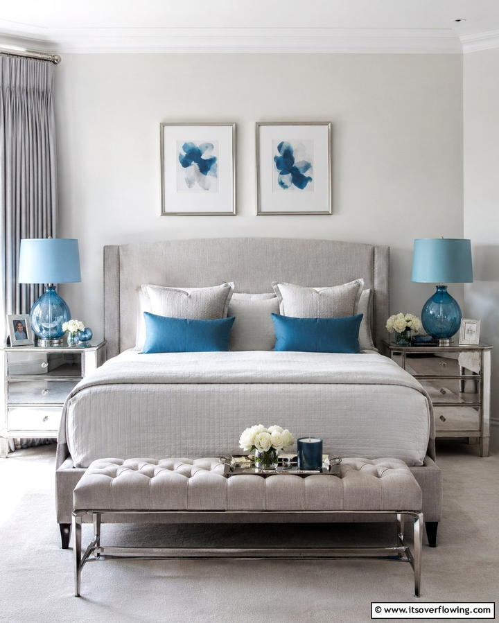 Sky Blue Lampshades for a Coordinated Look - 25 Sky Blue Bedroom Ideas for a Serene Retreat