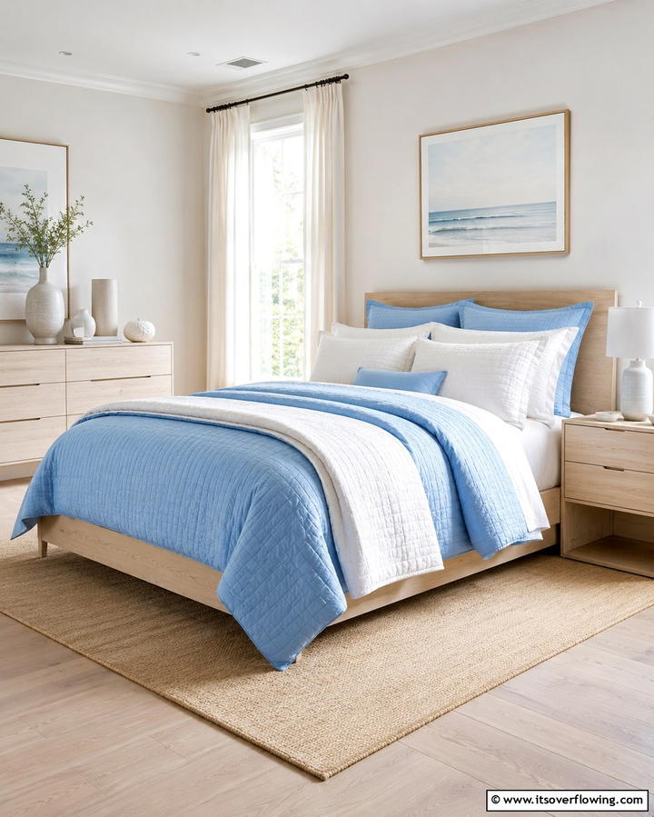 Sky Blue Upholstered Headboard for a Luxe Touch - 25 Sky Blue Bedroom Ideas for a Serene Retreat
